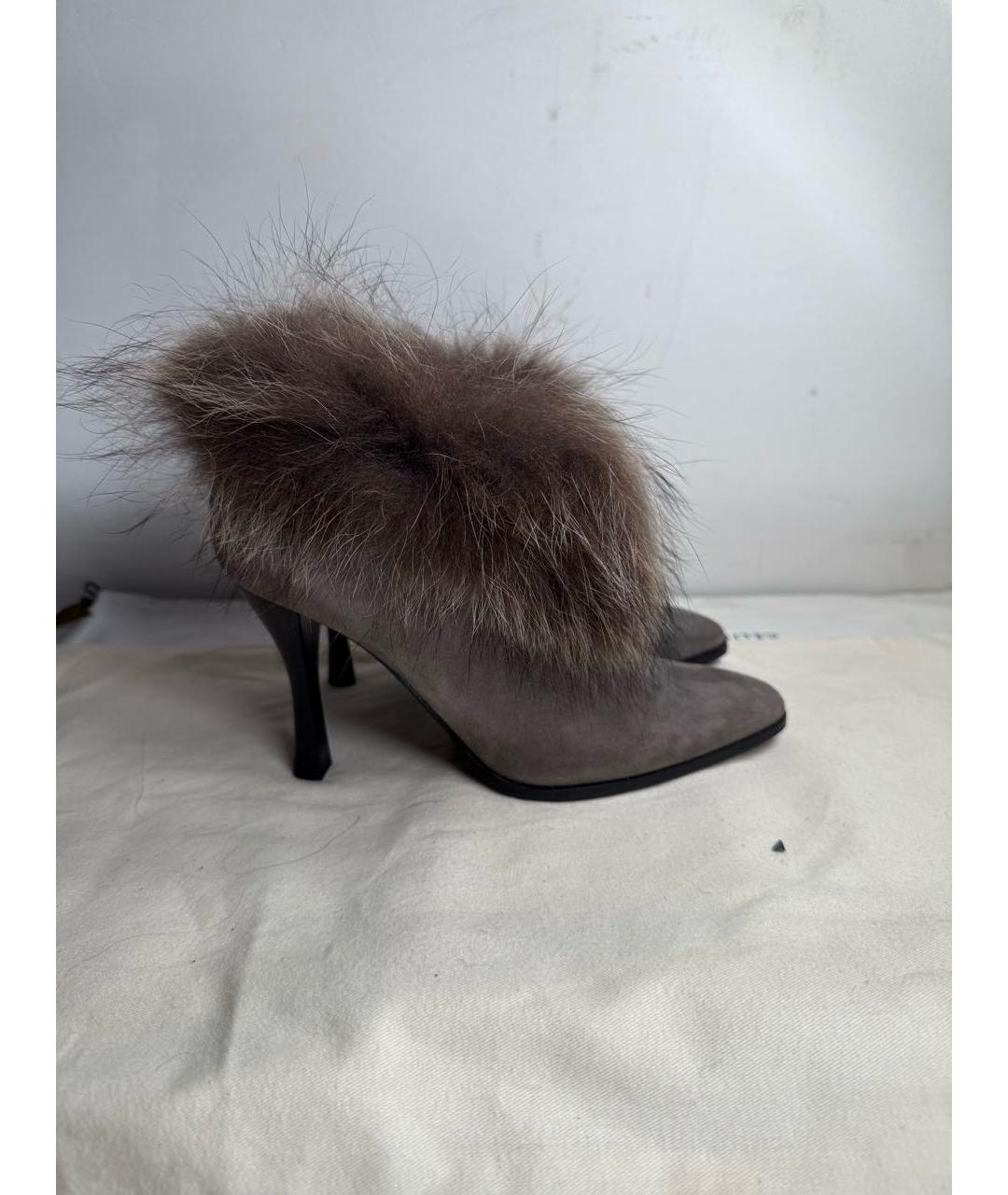 HERMES Антрацитовые замшевые ботильоны, фото 6