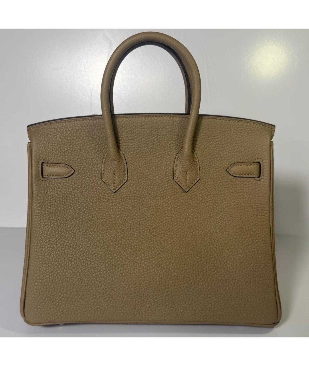 HERMES Горчичная кожаная сумка с короткими ручками, фото 3