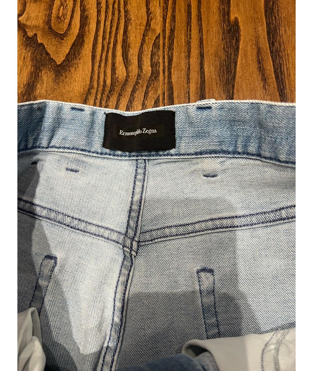 ERMENEGILDO ZEGNA XXX Голубые хлопковые прямые джинсы, фото 2