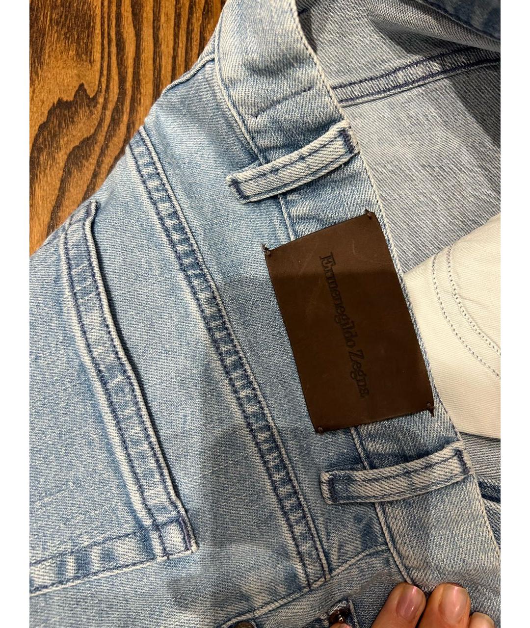 ERMENEGILDO ZEGNA XXX Голубые хлопковые прямые джинсы, фото 4