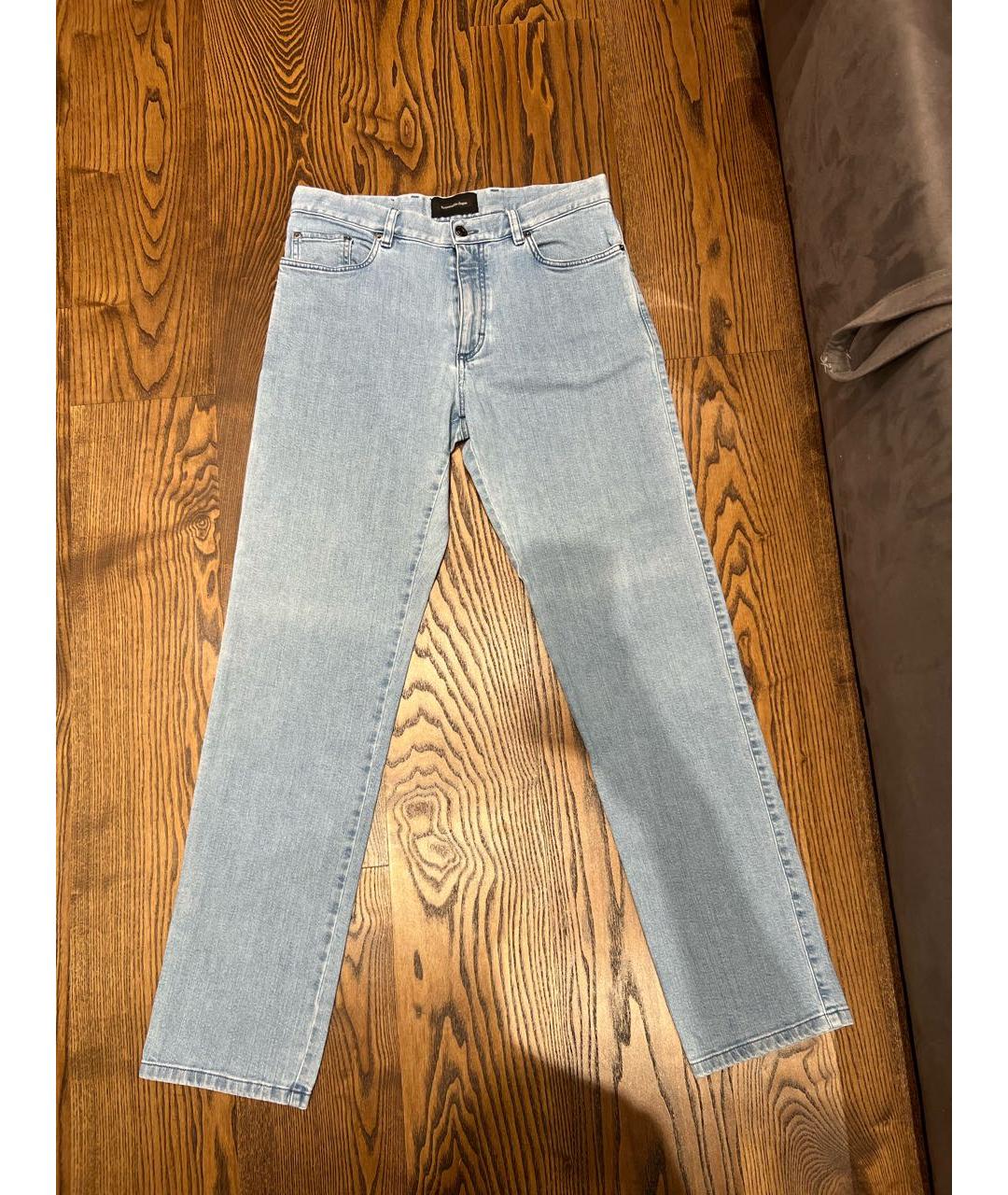 ERMENEGILDO ZEGNA XXX Голубые хлопковые прямые джинсы, фото 9