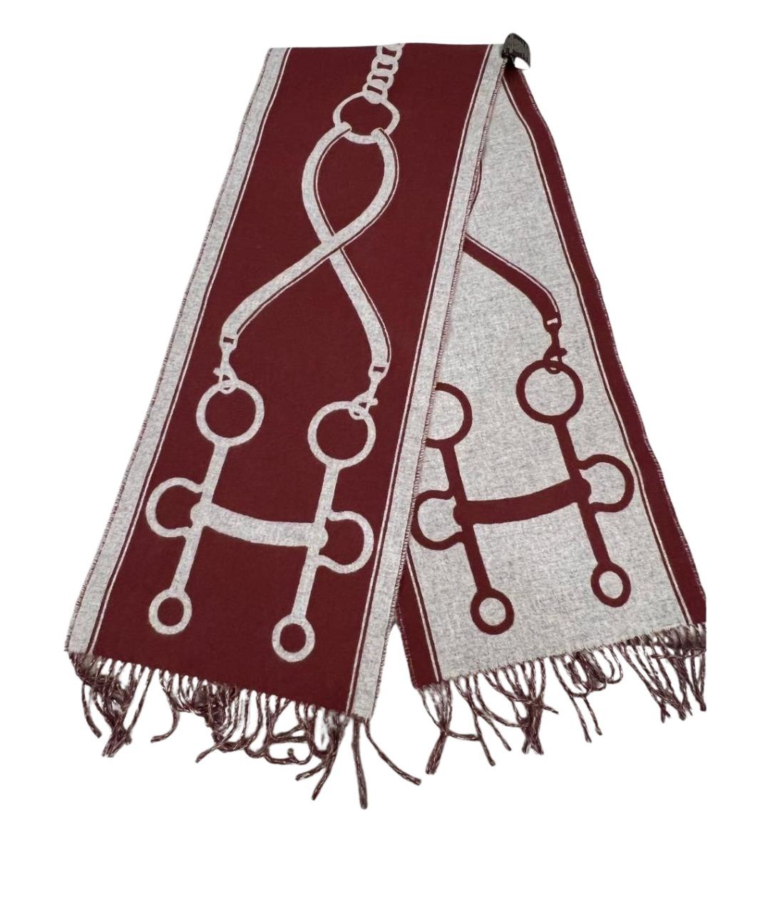 HERMES Бордовый кашемировый шарф, фото 1