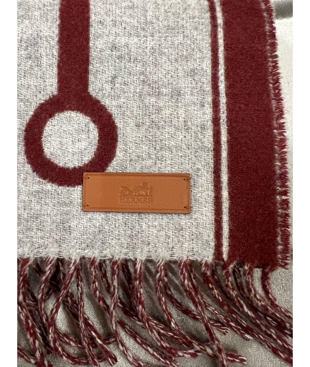 HERMES Бордовый кашемировый шарф, фото 4