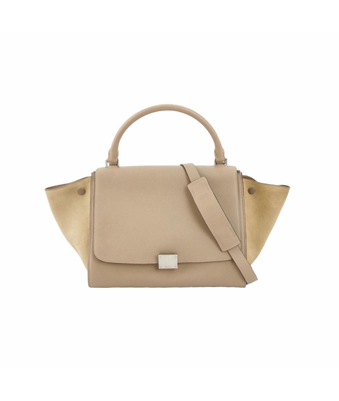 CELINE Бежевая кожаная сумка с короткими ручками, фото 1