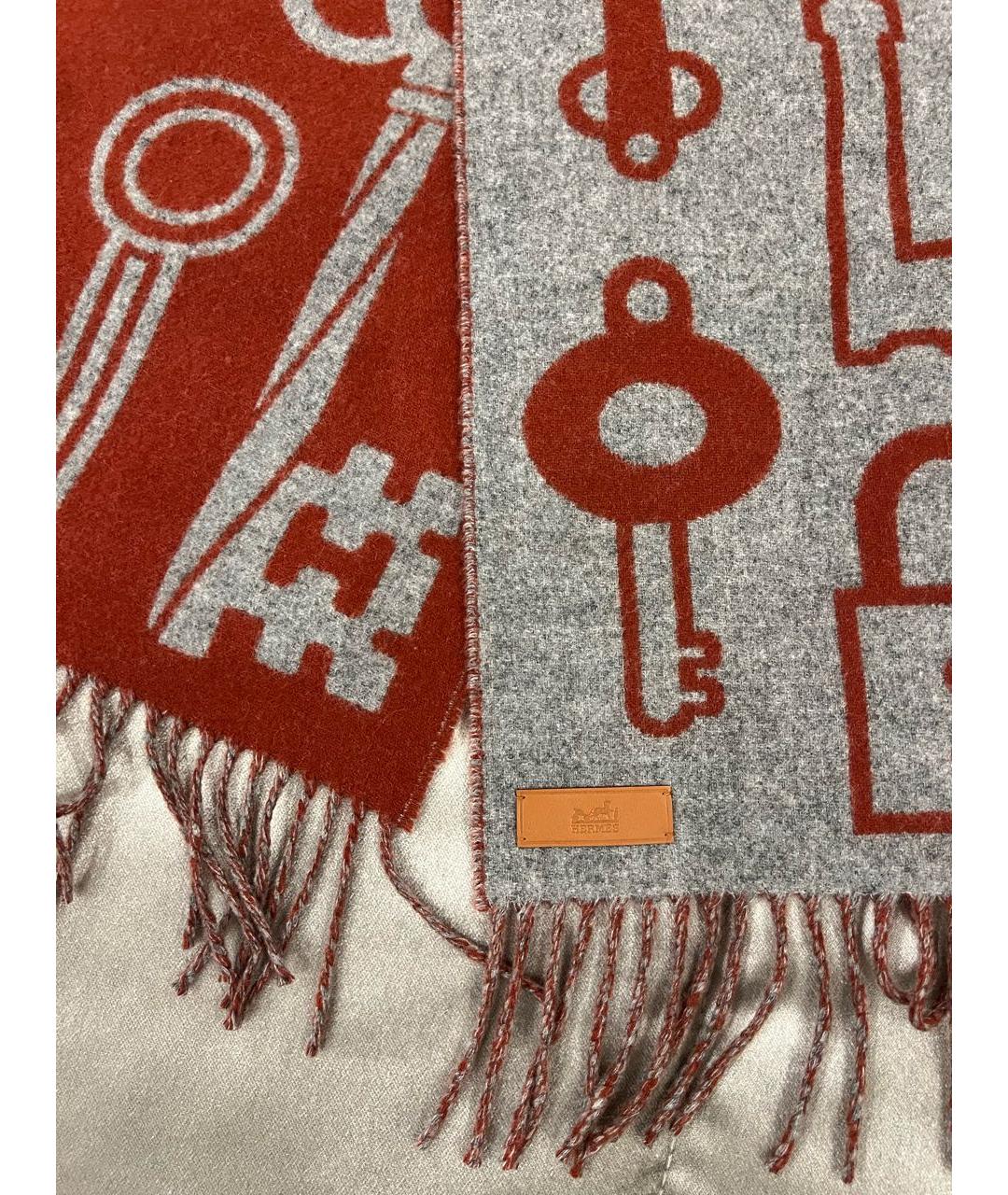 HERMES Бордовый кашемировый шарф, фото 3