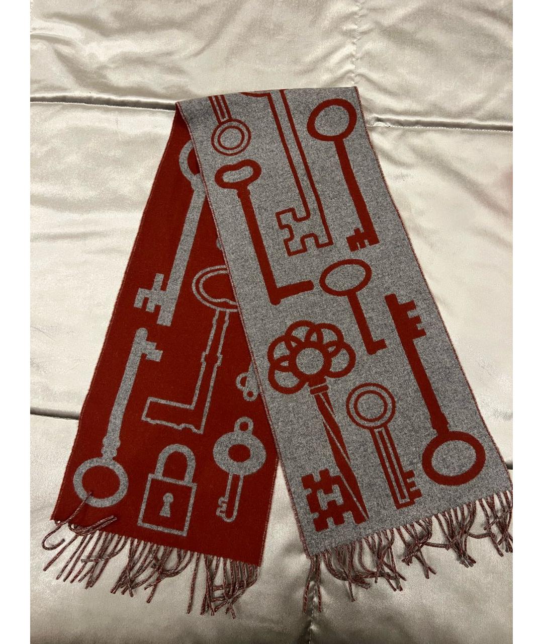 HERMES Бордовый кашемировый шарф, фото 2