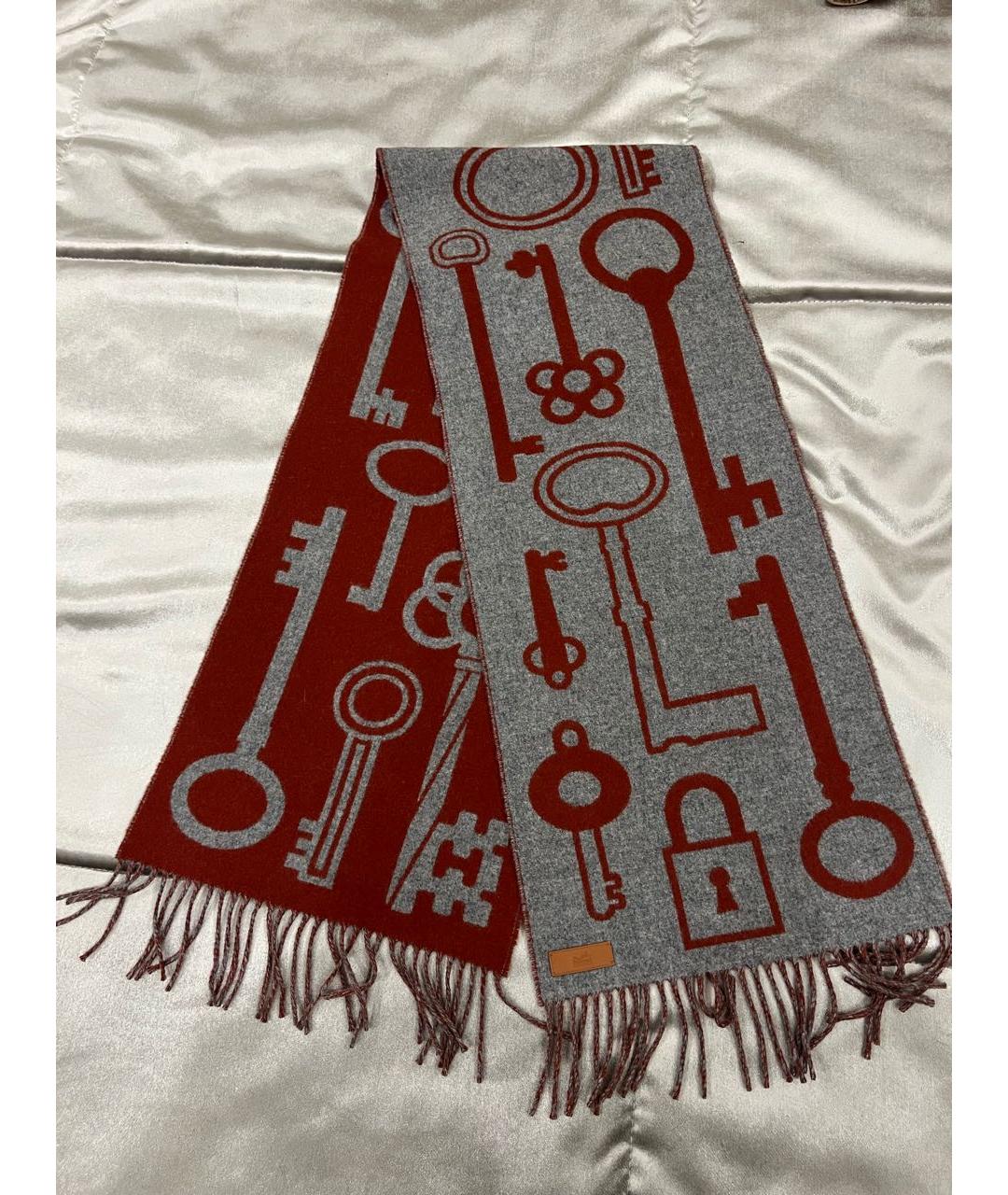 HERMES Бордовый кашемировый шарф, фото 6