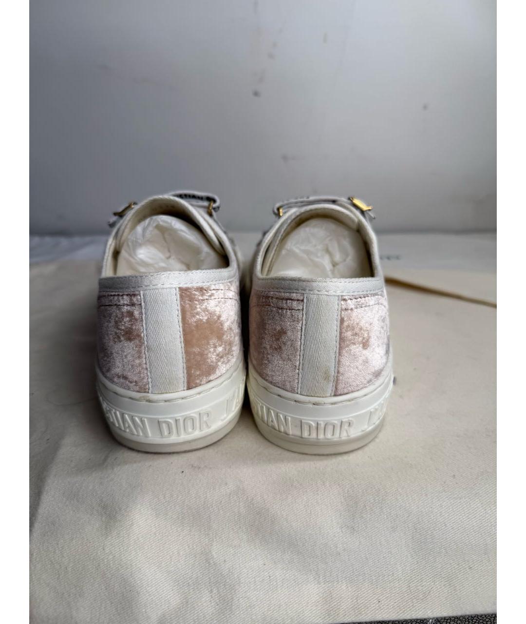 CHRISTIAN DIOR Бежевые бархатные кеды, фото 4
