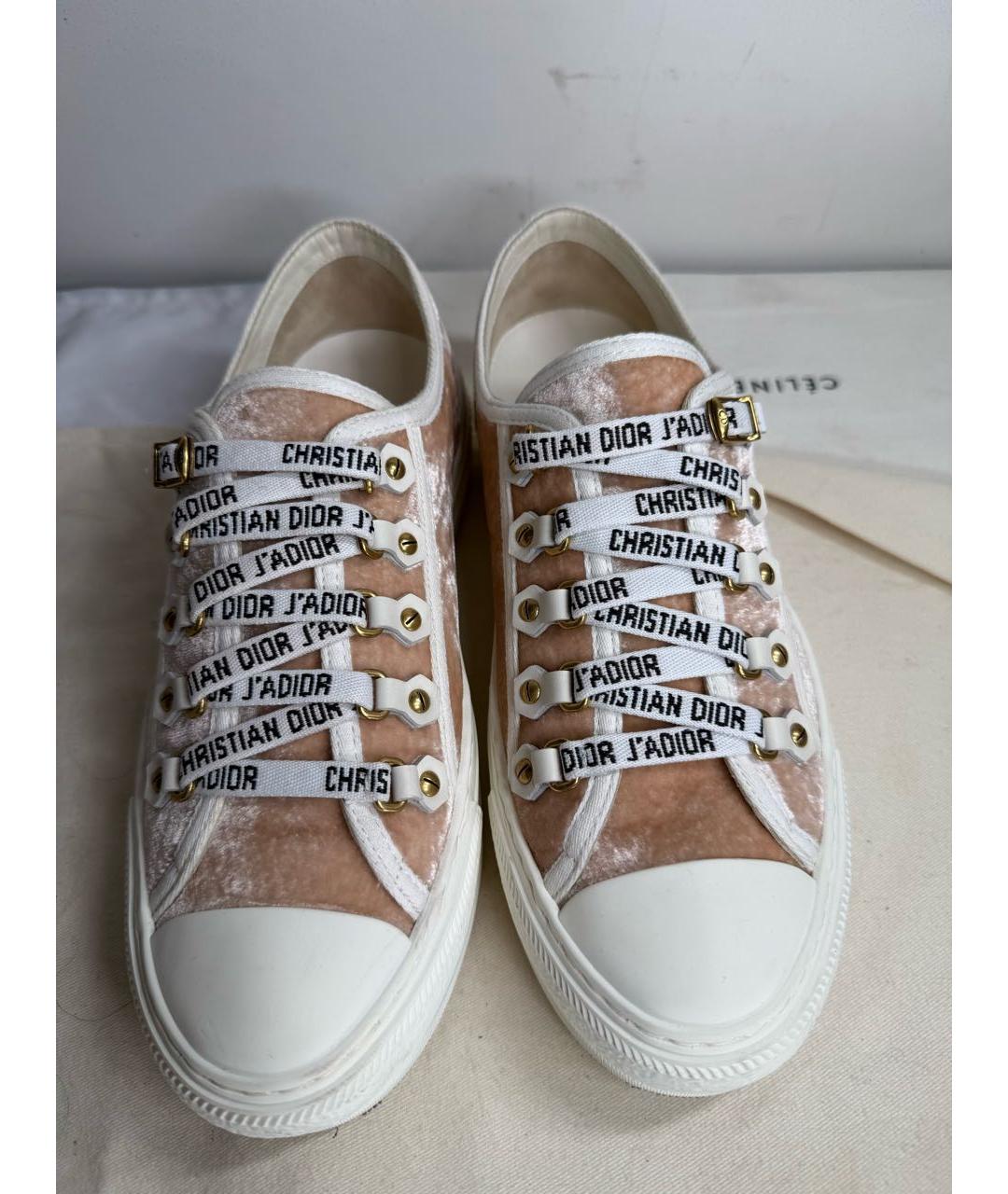 CHRISTIAN DIOR Бежевые бархатные кеды, фото 2