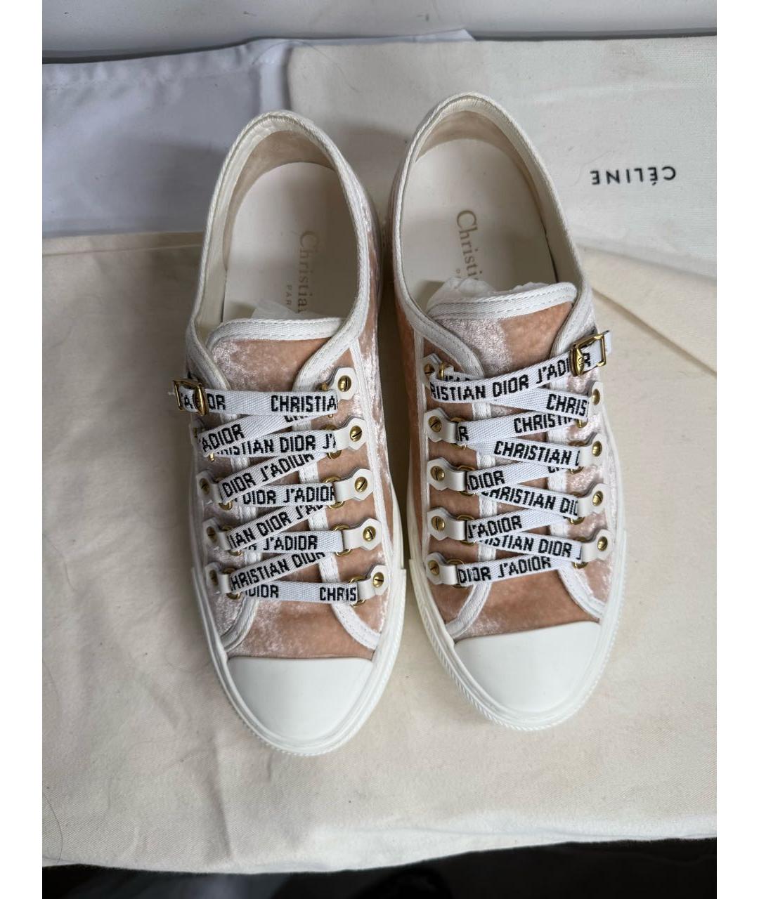 CHRISTIAN DIOR Бежевые бархатные кеды, фото 3