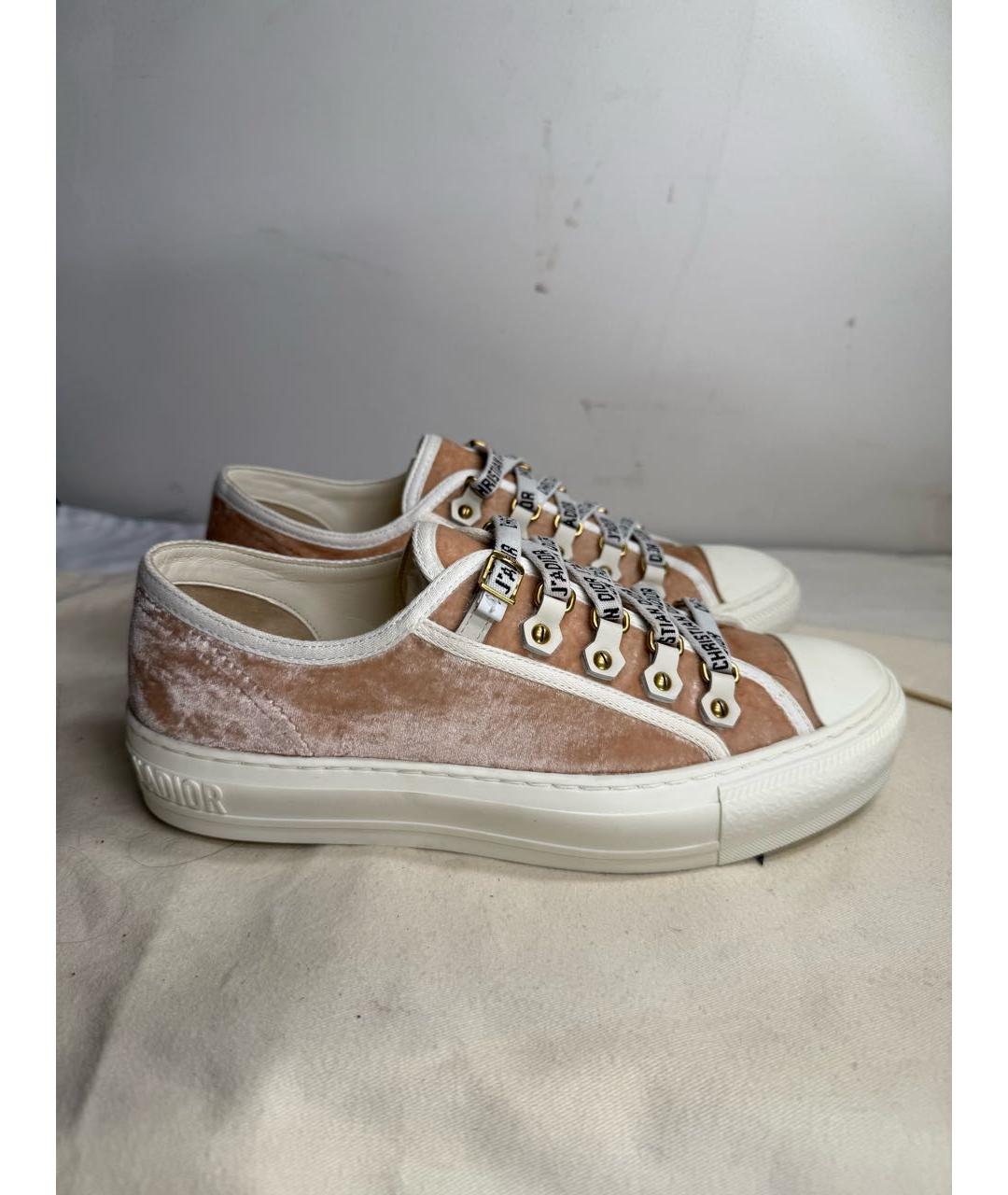 CHRISTIAN DIOR Бежевые бархатные кеды, фото 7