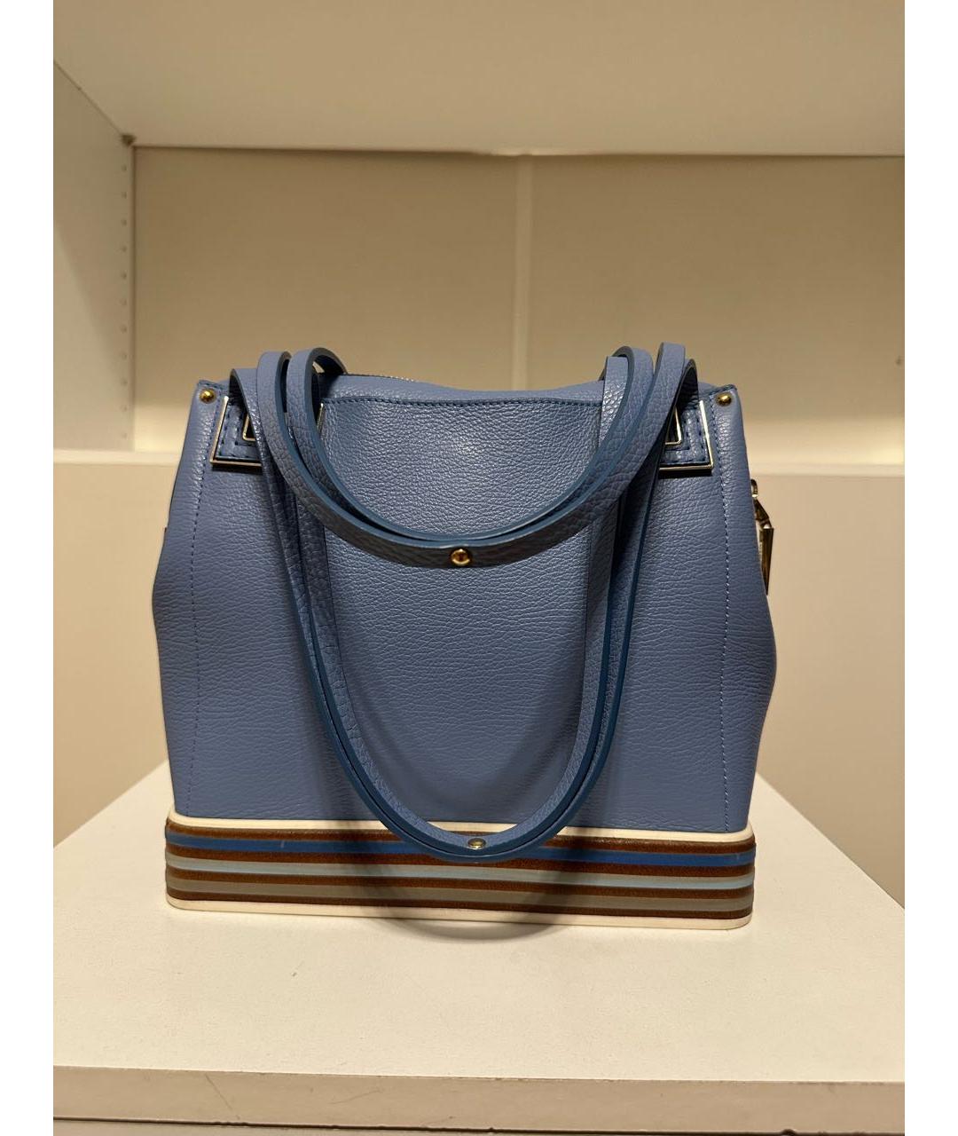 GIRONACCI 1969 Голубая кожаная сумка с короткими ручками, фото 7