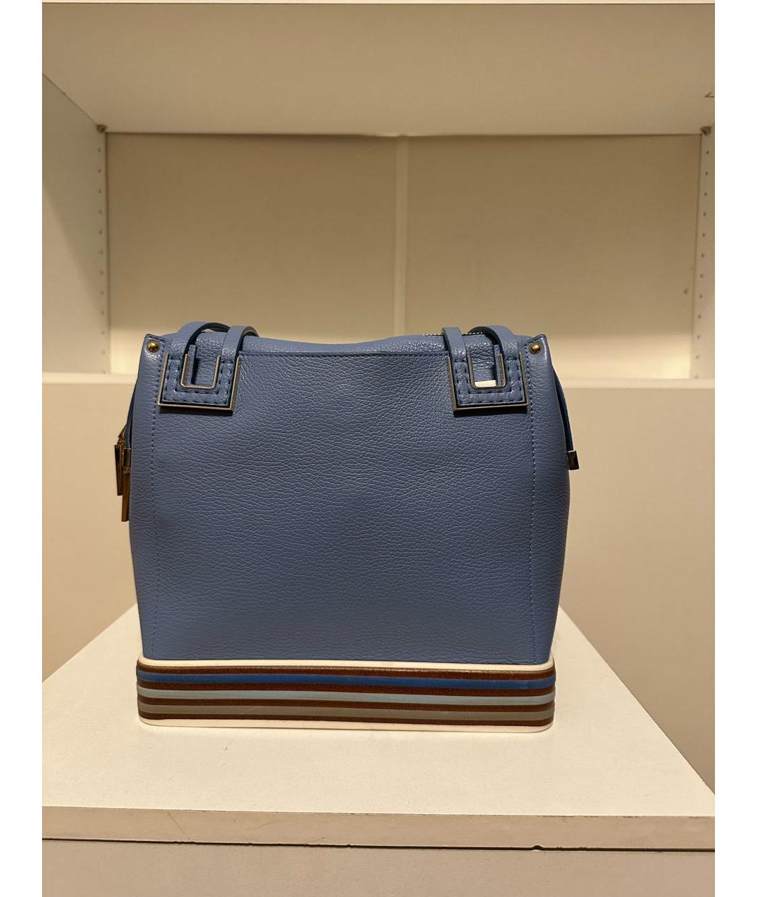 GIRONACCI 1969 Голубая кожаная сумка с короткими ручками, фото 3
