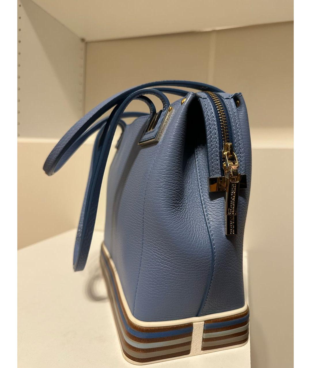 GIRONACCI 1969 Голубая кожаная сумка с короткими ручками, фото 2