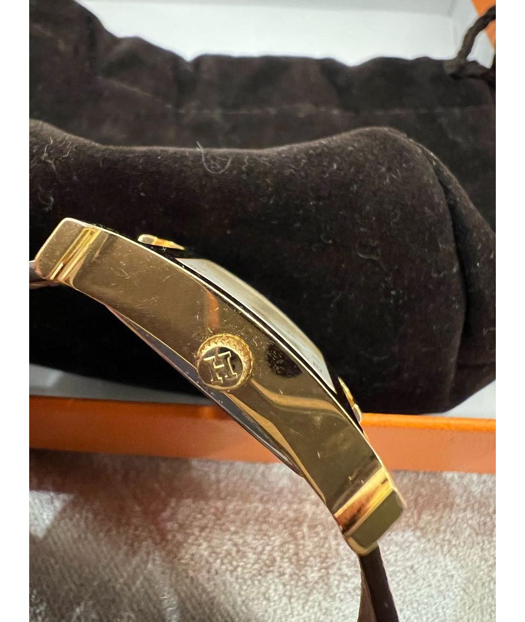 HERMES Розовые металлические часы, фото 7