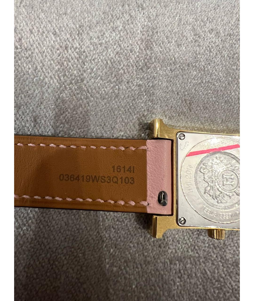 HERMES Розовые металлические часы, фото 5