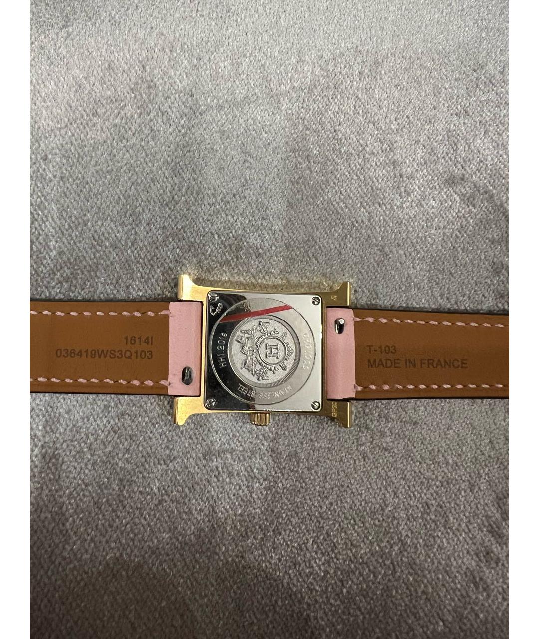 HERMES Розовые металлические часы, фото 6