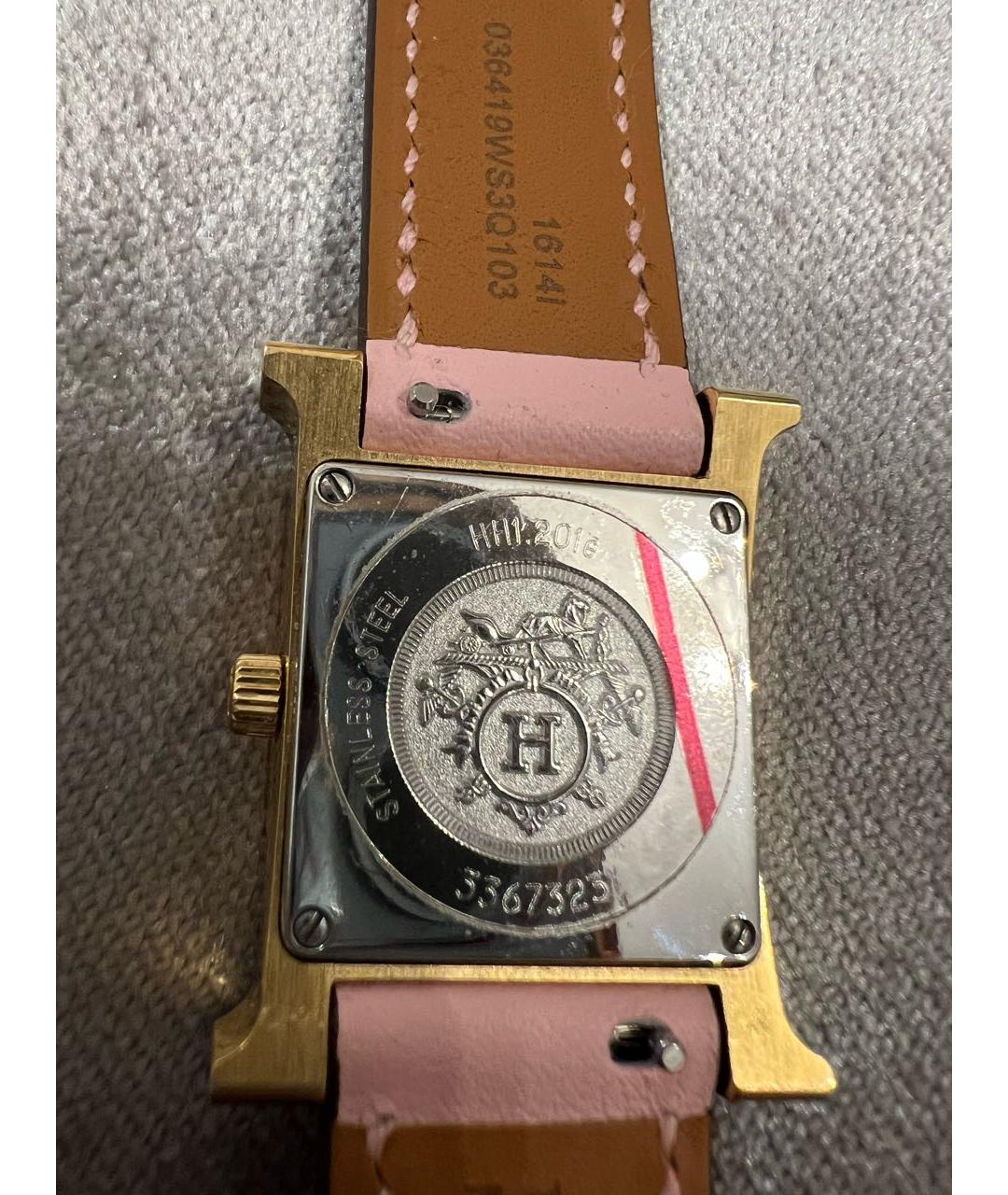 HERMES Розовые металлические часы, фото 3