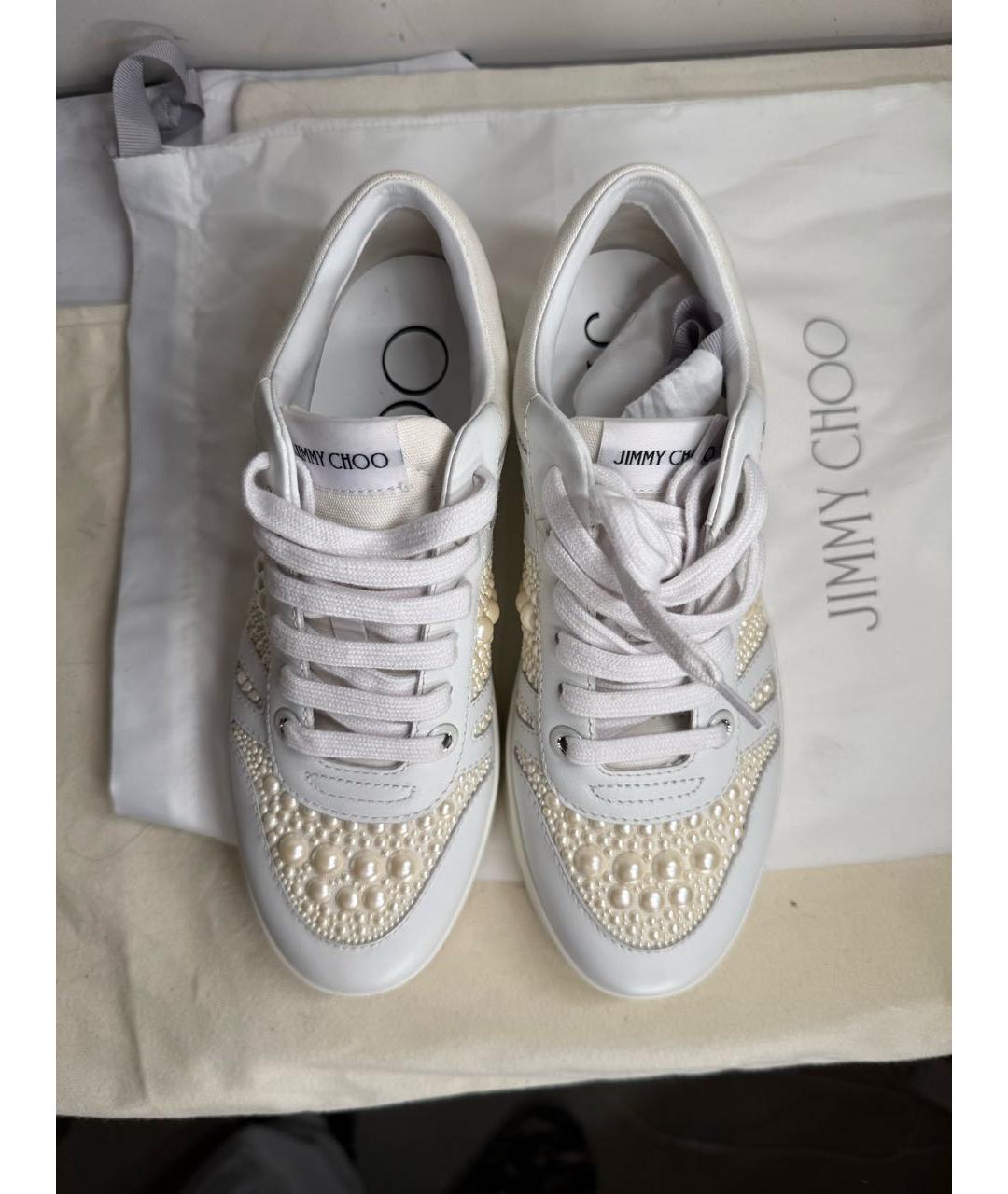 JIMMY CHOO Белые кожаные кеды, фото 3