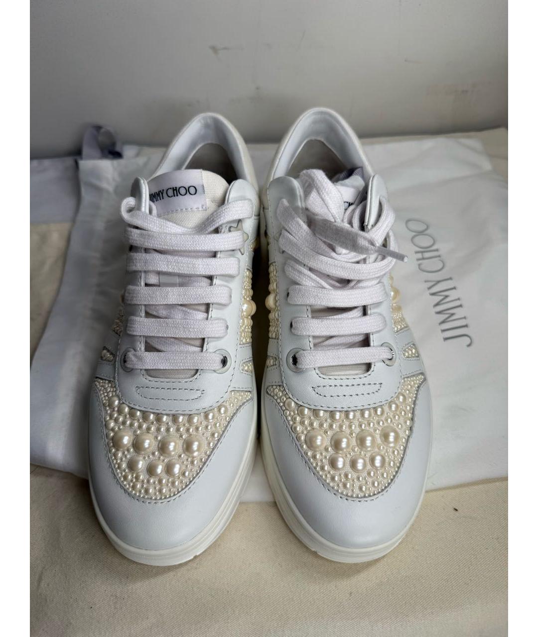 JIMMY CHOO Белые кожаные кеды, фото 2