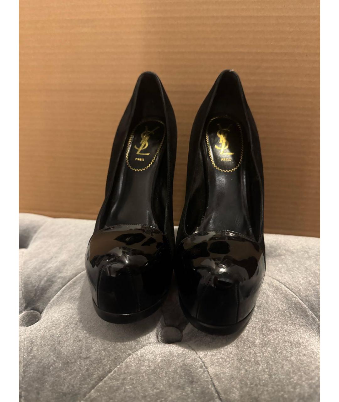 SAINT LAURENT Черные замшевые туфли, фото 2