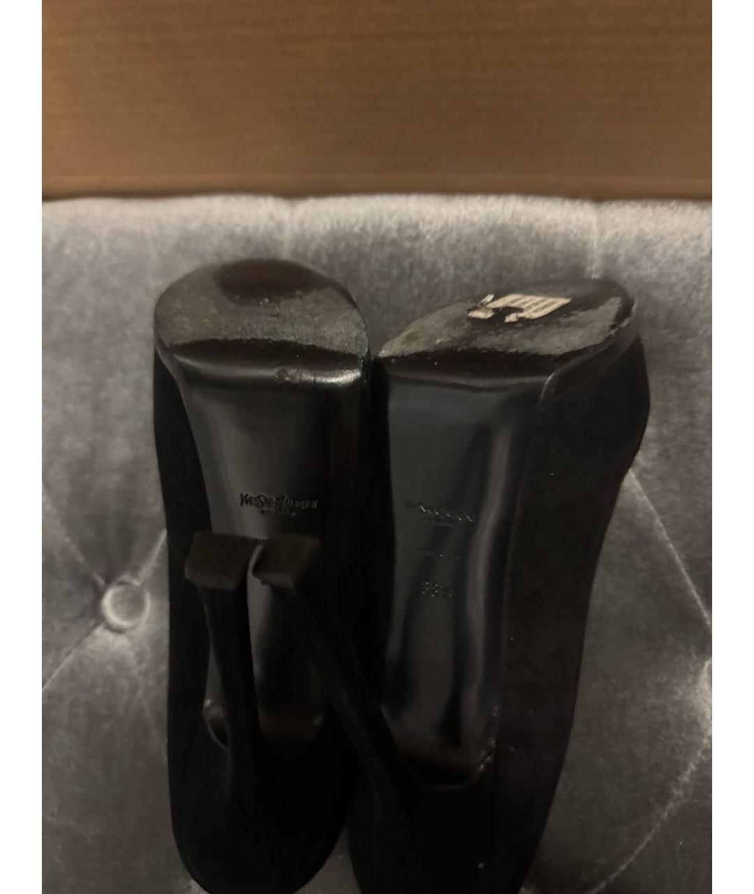 SAINT LAURENT Черные замшевые туфли, фото 5