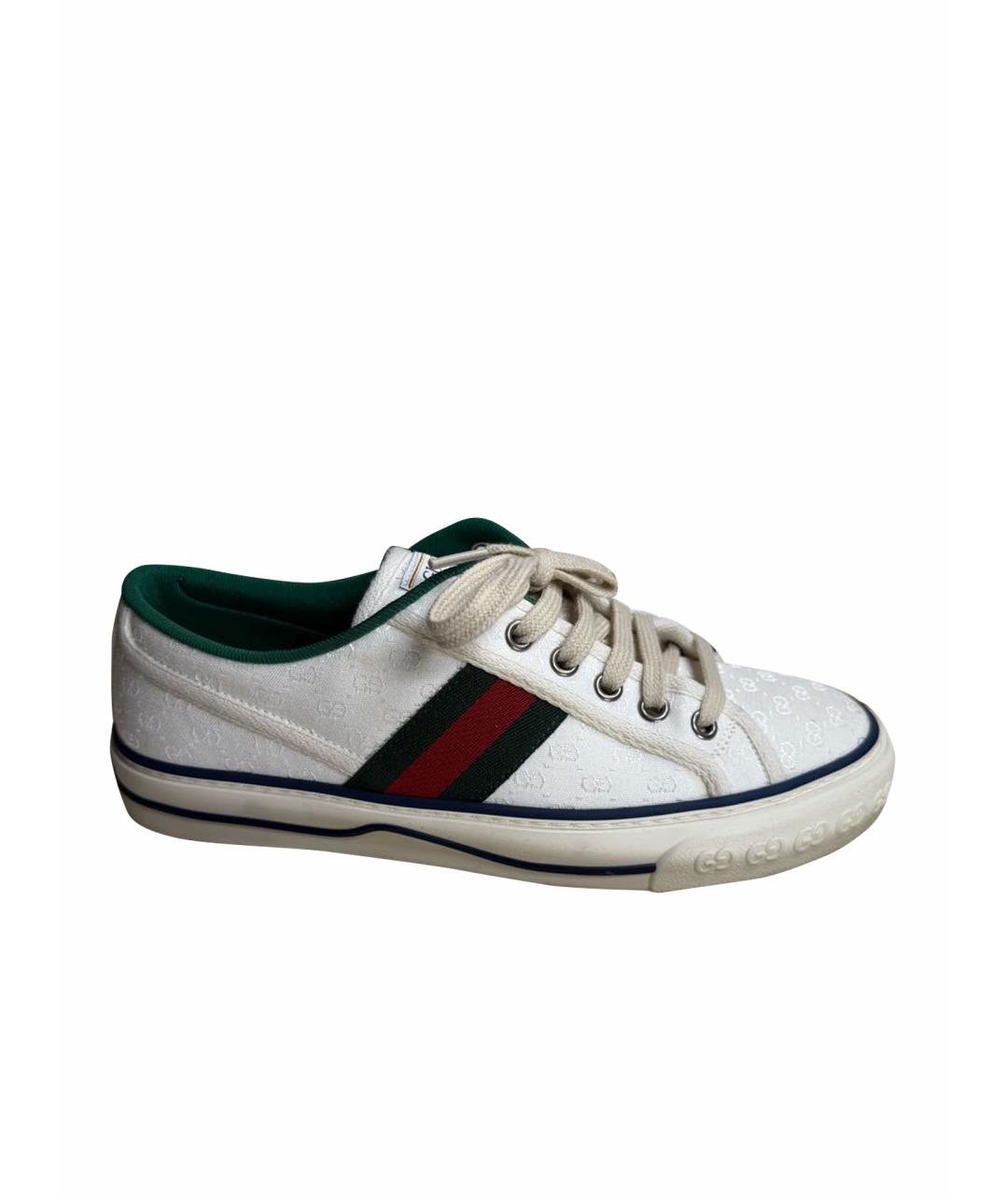 GUCCI Белые текстильные кеды, фото 1