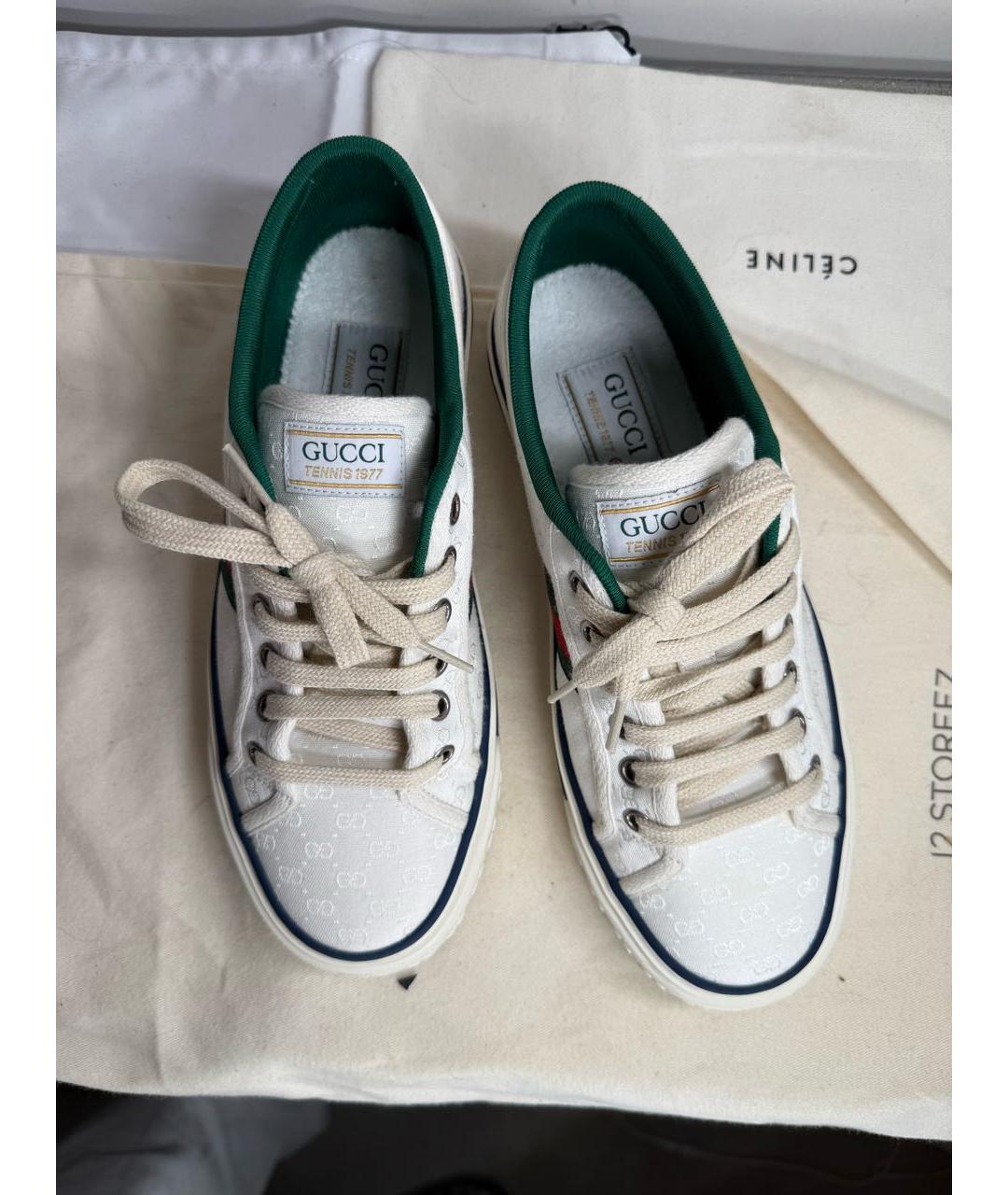 GUCCI Белые текстильные кеды, фото 3