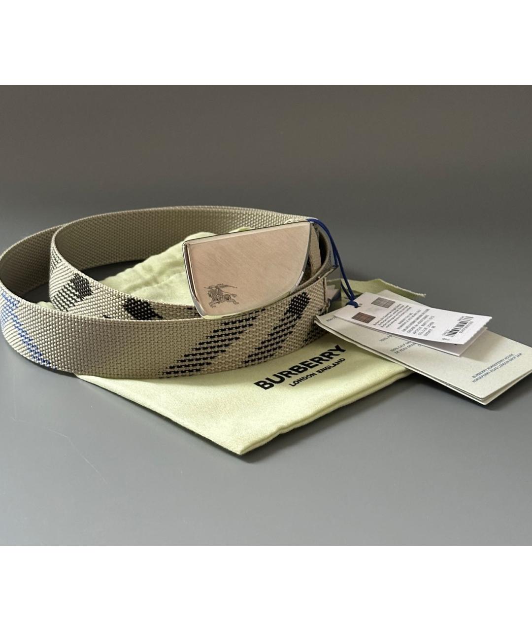 BURBERRY Бежевый кожаный ремень, фото 3