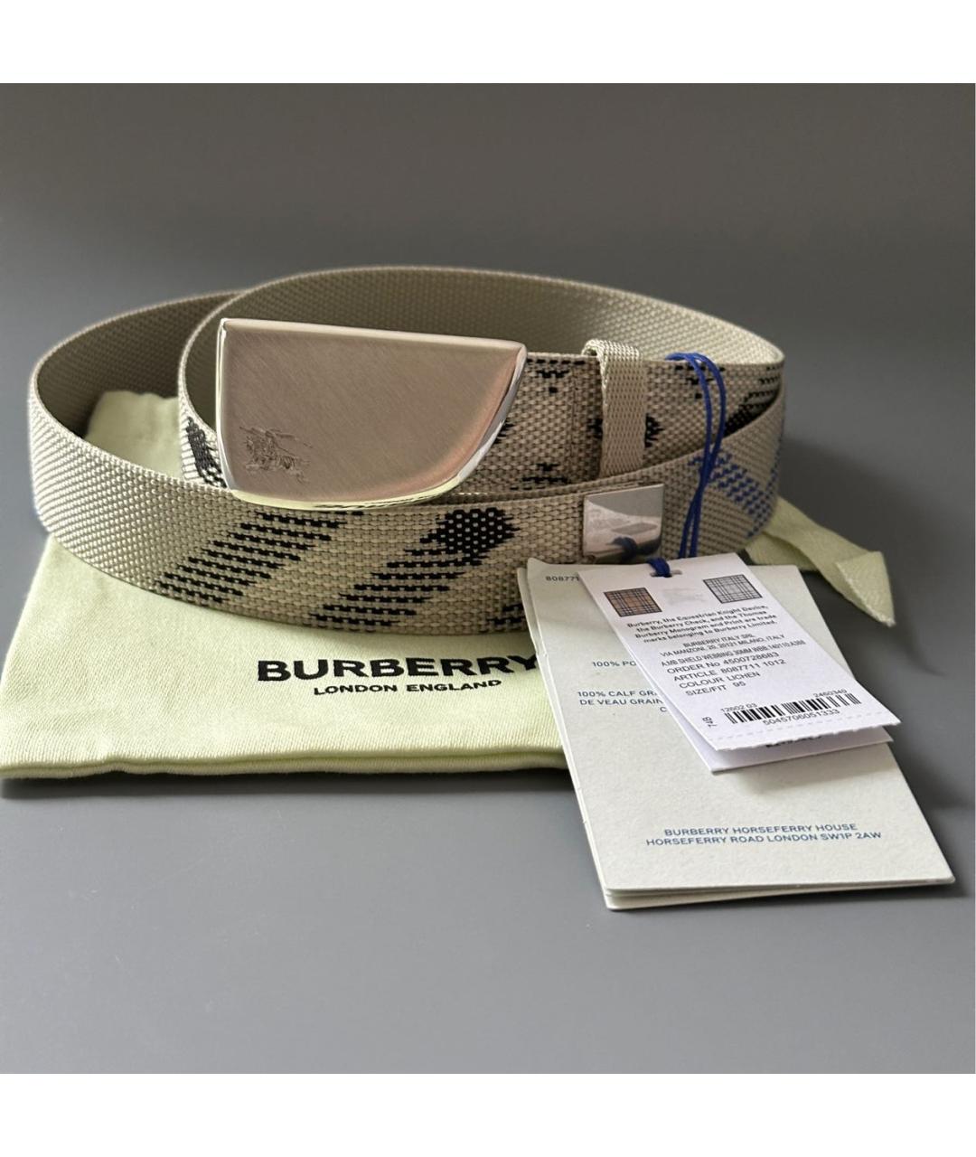 BURBERRY Бежевый кожаный ремень, фото 2