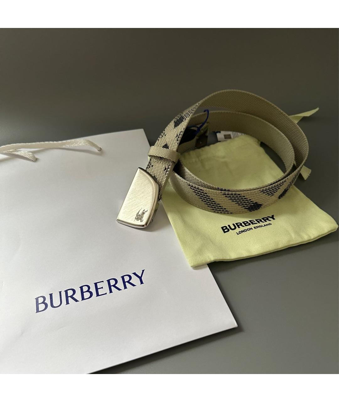 BURBERRY Бежевый кожаный ремень, фото 4