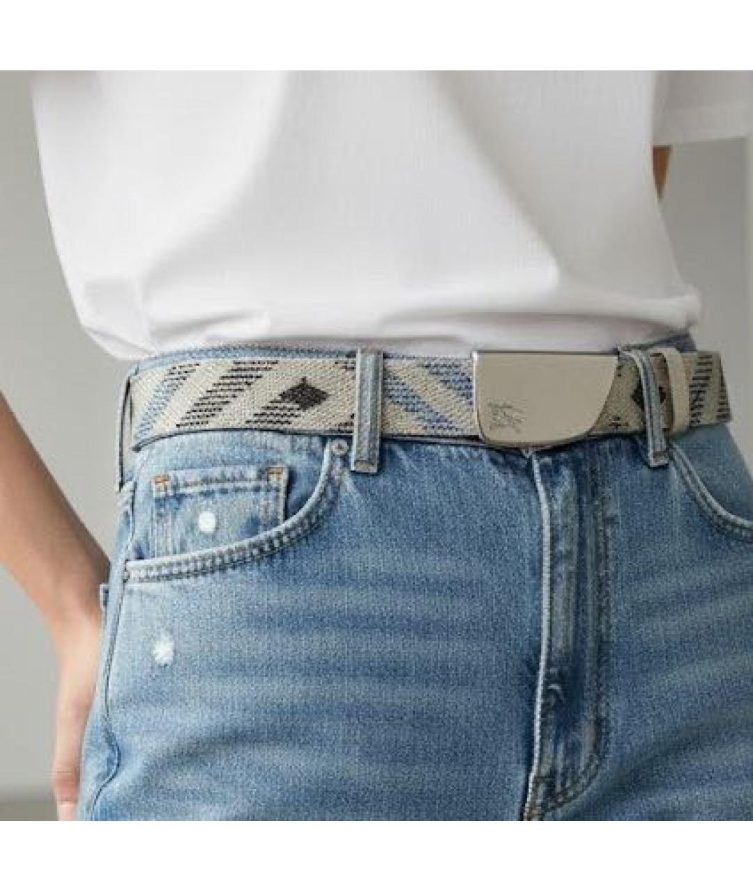 BURBERRY Бежевый кожаный ремень, фото 7