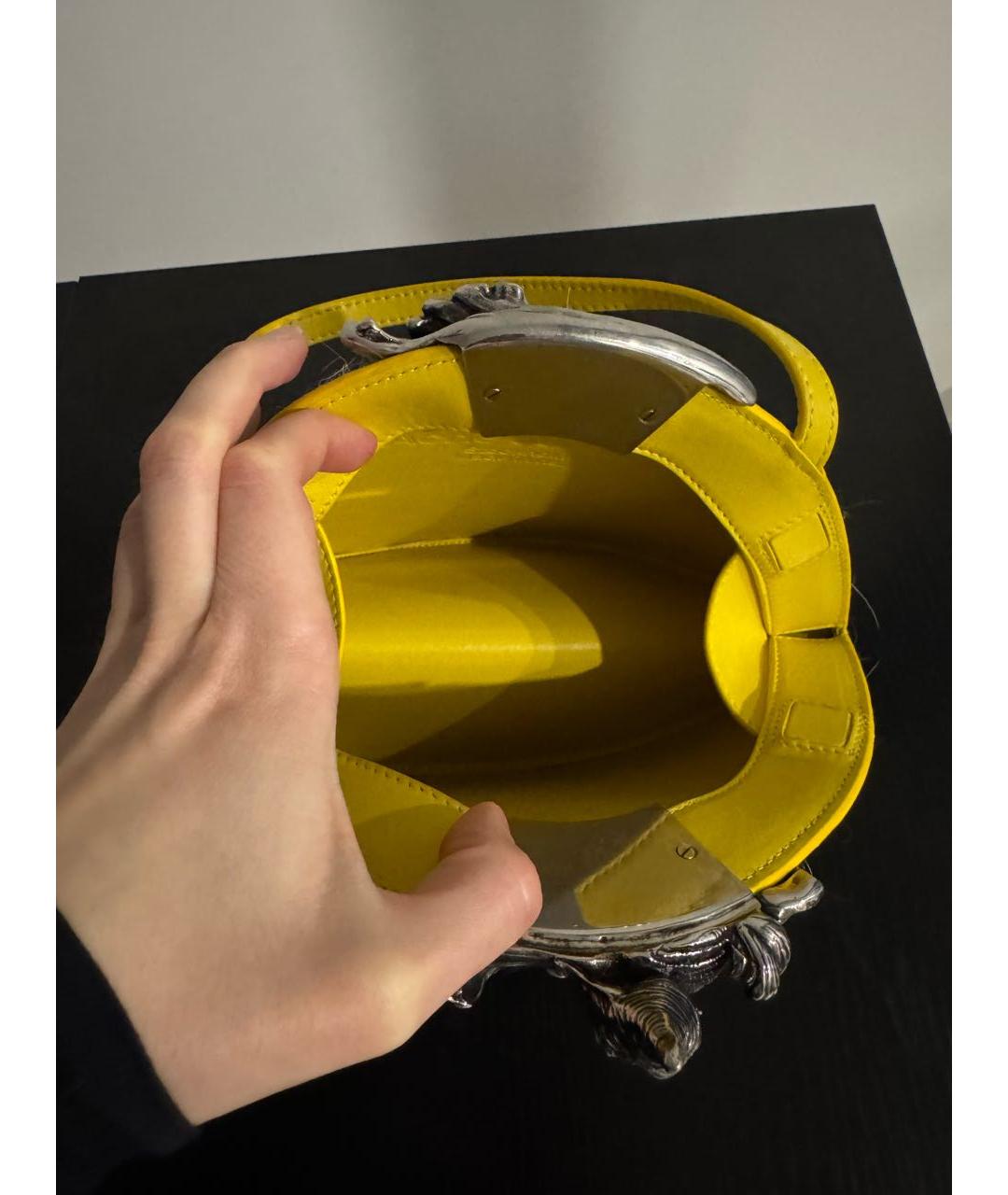 ACNE STUDIOS Желтая кожаная сумка с короткими ручками, фото 4