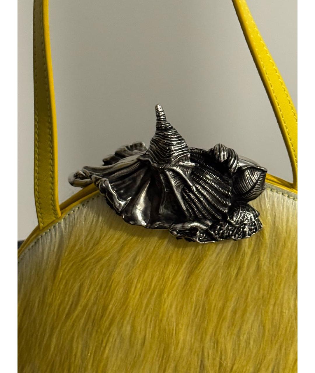 ACNE STUDIOS Желтая кожаная сумка с короткими ручками, фото 8