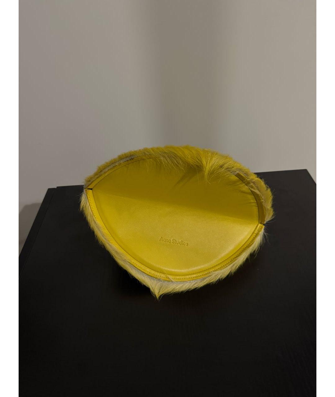 ACNE STUDIOS Желтая кожаная сумка с короткими ручками, фото 7