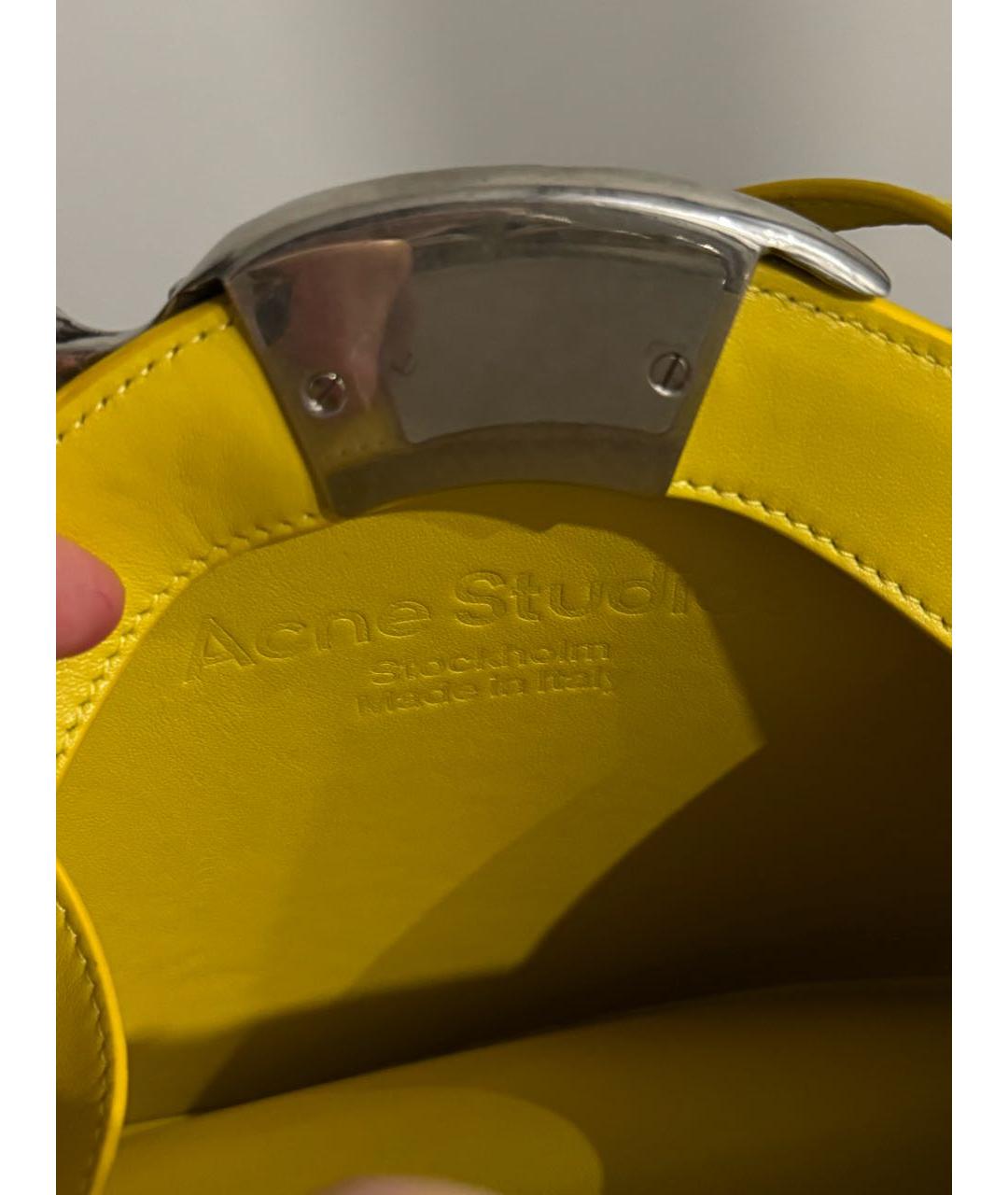 ACNE STUDIOS Желтая кожаная сумка с короткими ручками, фото 5