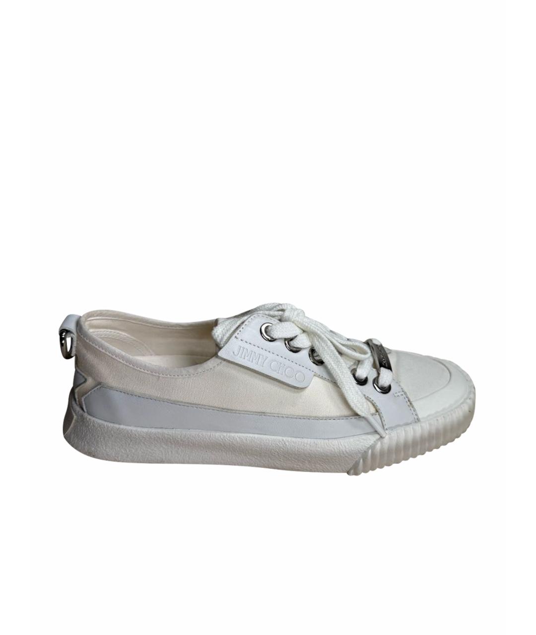 JIMMY CHOO Белые кожаные кеды, фото 1