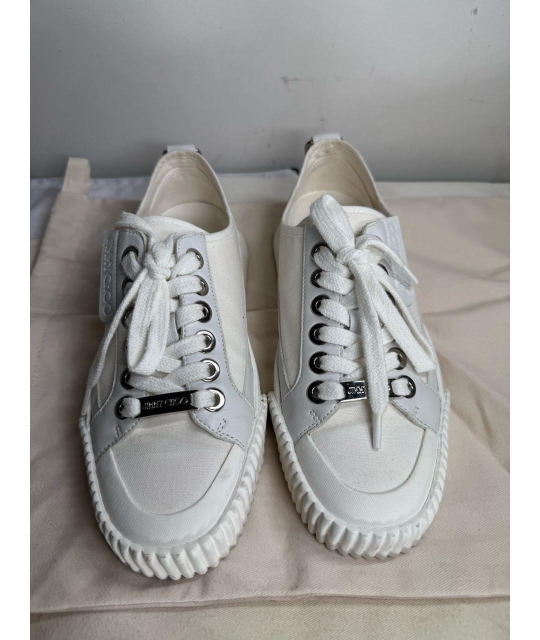 JIMMY CHOO Белые кожаные кеды, фото 2