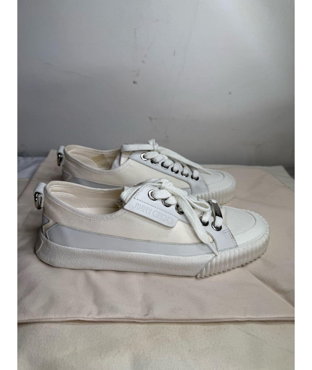 JIMMY CHOO Белые кожаные кеды, фото 6