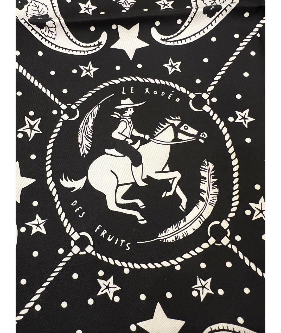 HERMES Черный шелковый платок, фото 3