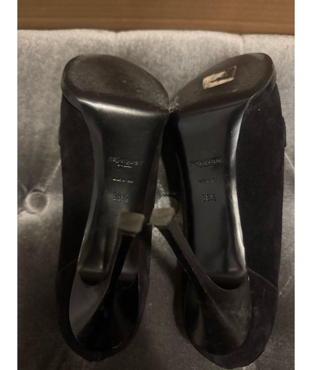 SAINT LAURENT Черные замшевые туфли, фото 5