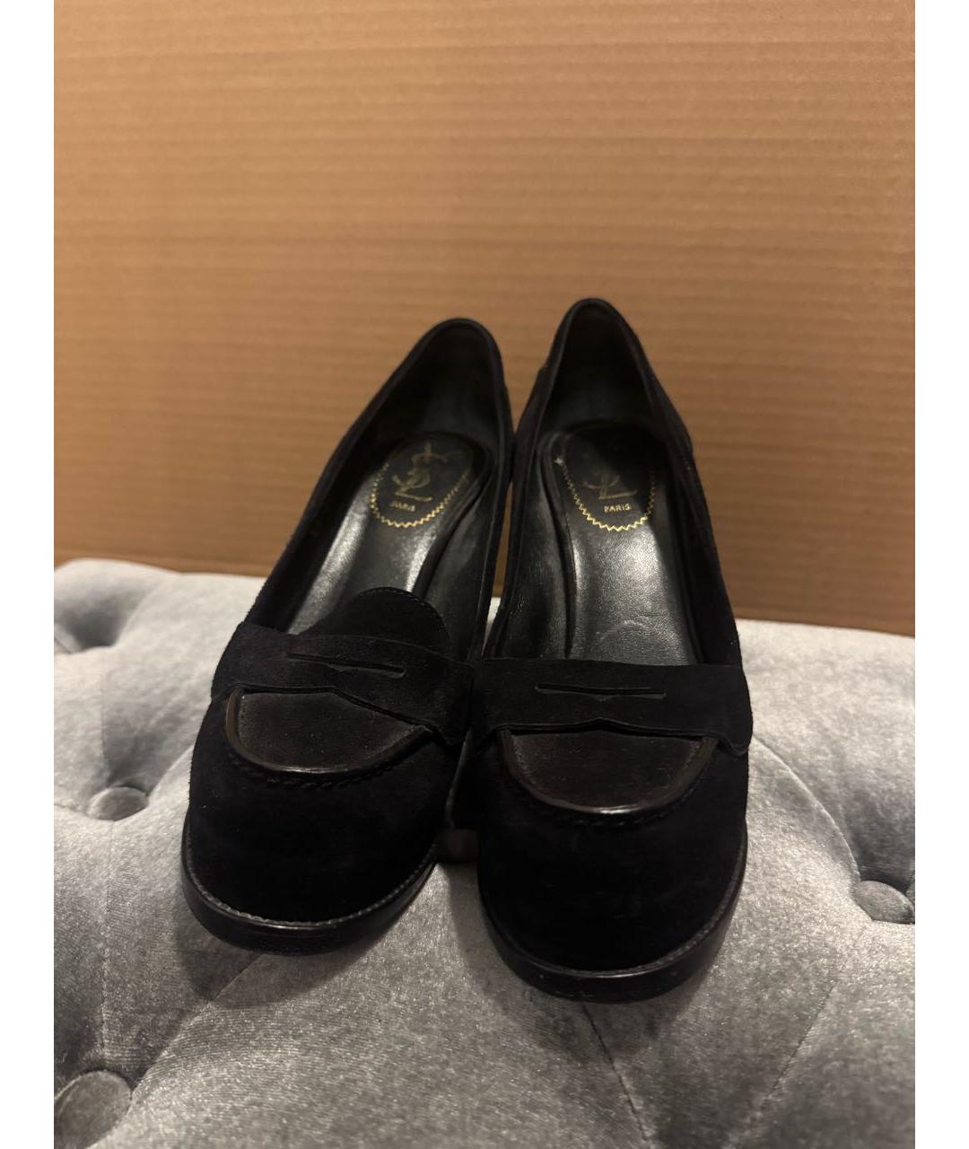 SAINT LAURENT Черные замшевые туфли, фото 2
