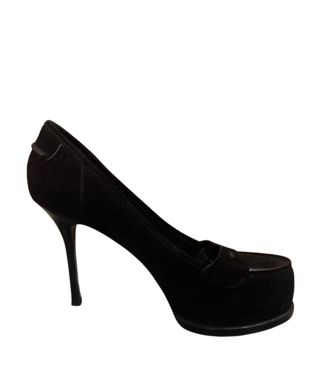 SAINT LAURENT Черные замшевые туфли, фото 1