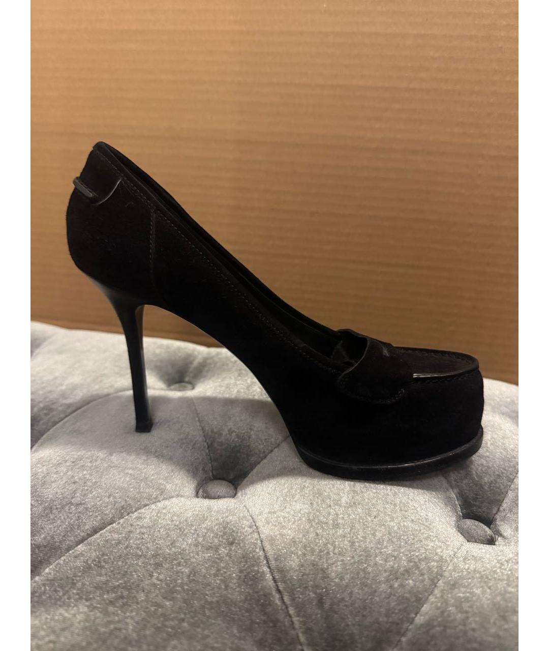 SAINT LAURENT Черные замшевые туфли, фото 7