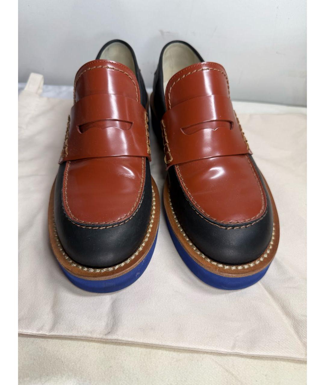 MARNI Темно-синие кожаные лоферы, фото 2