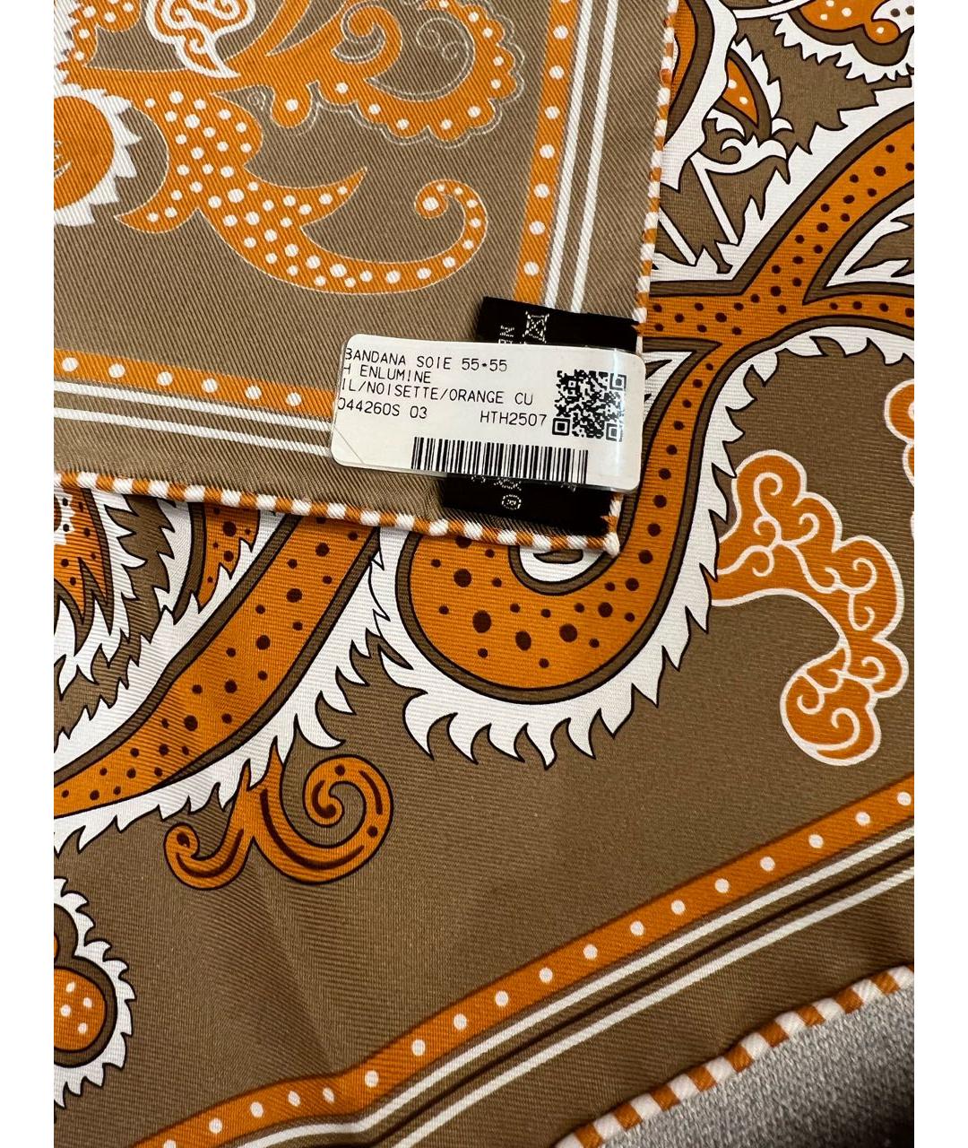 HERMES Горчичный шелковый платок, фото 3