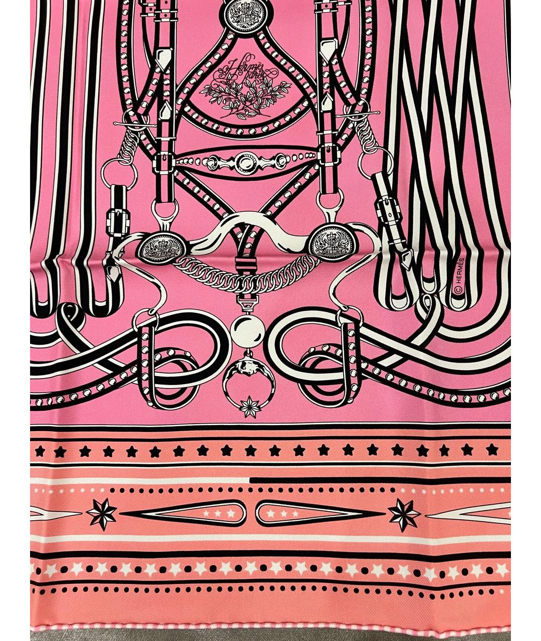 HERMES Коралловый шелковый платок, фото 3