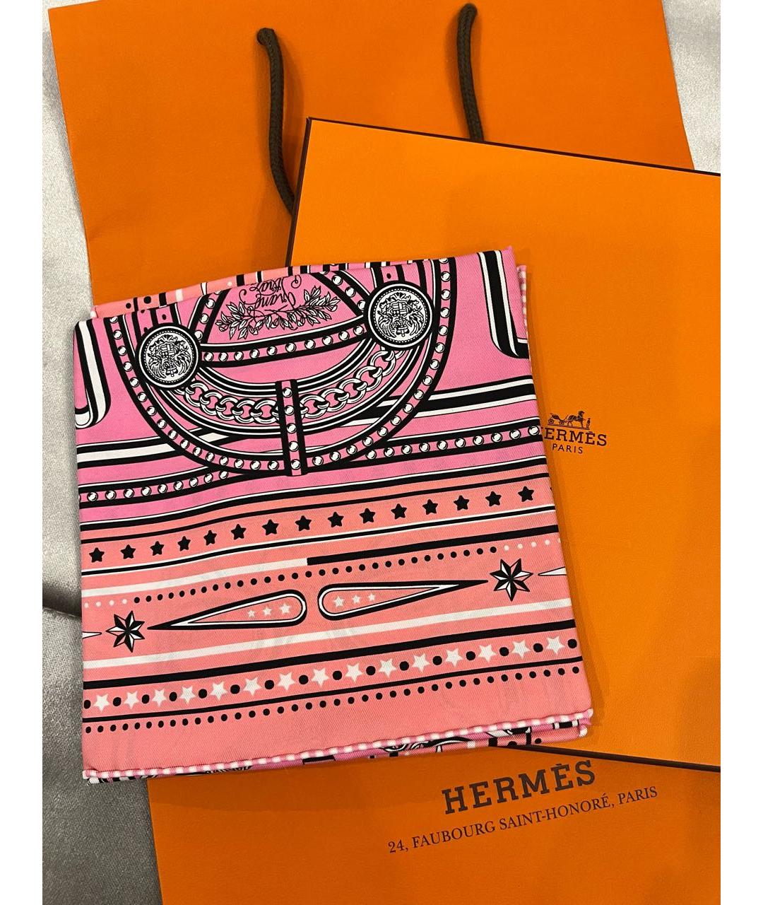 HERMES Коралловый шелковый платок, фото 2
