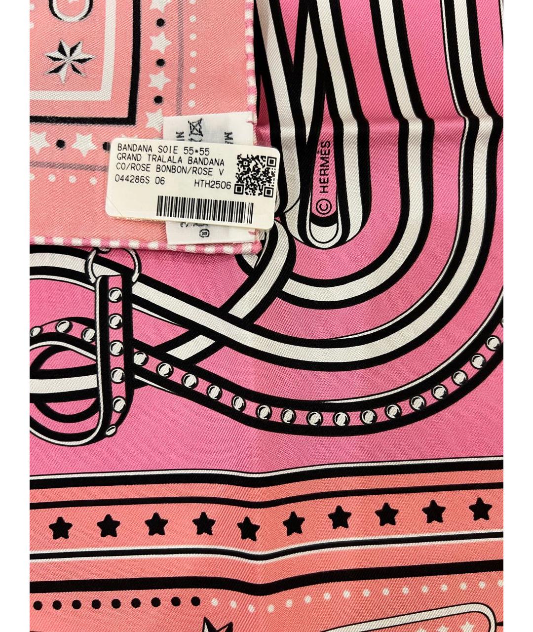 HERMES Коралловый шелковый платок, фото 4