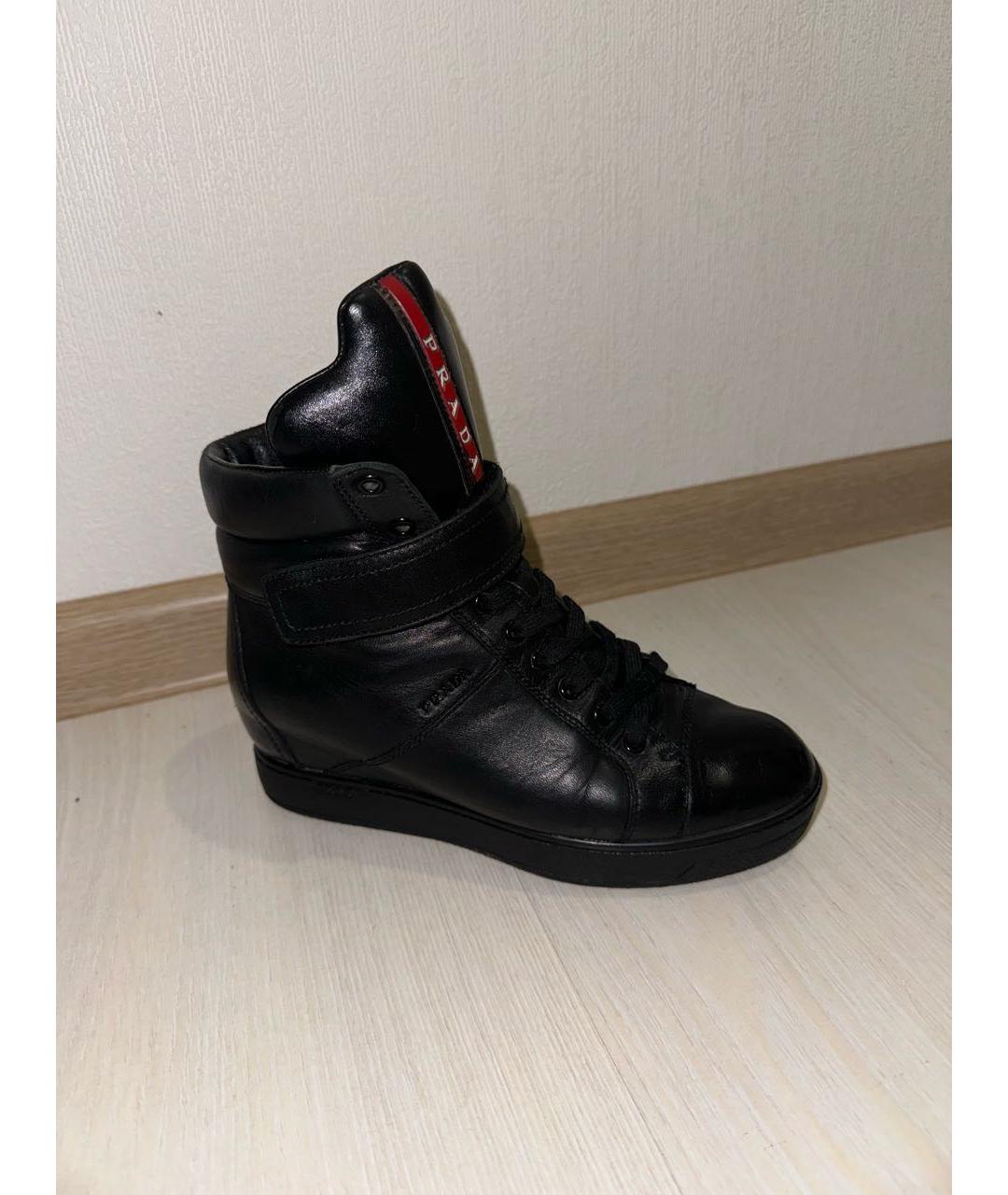 PRADA Черные кожаные ботинки, фото 9